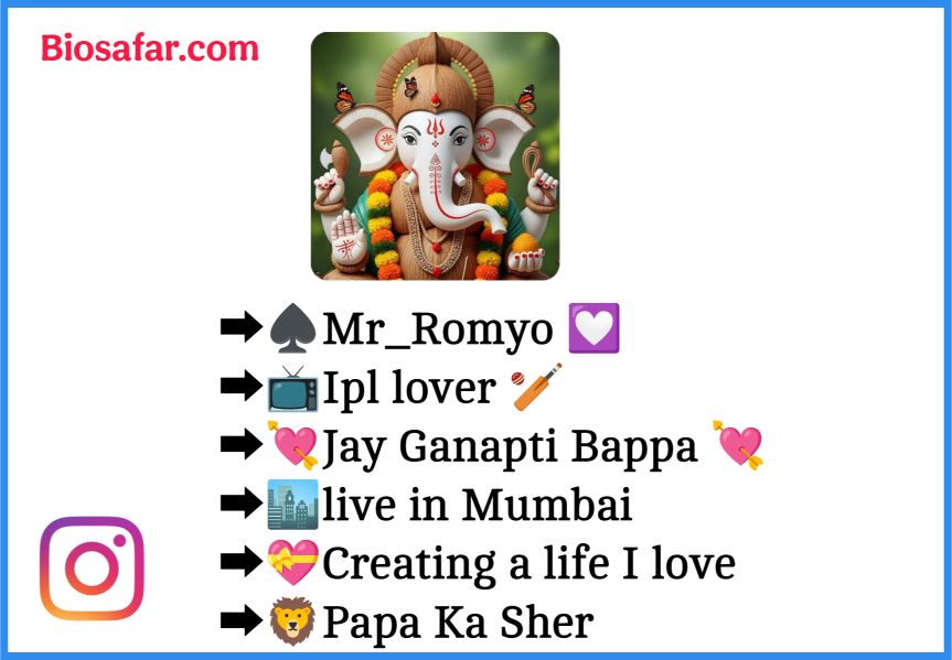 Ganpati bappa bio for instagram with emoji